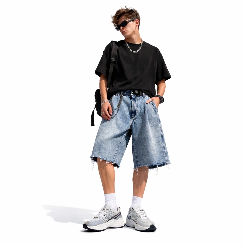 BDG Men Denim Shorts Baggy Long Light Wash Size 34